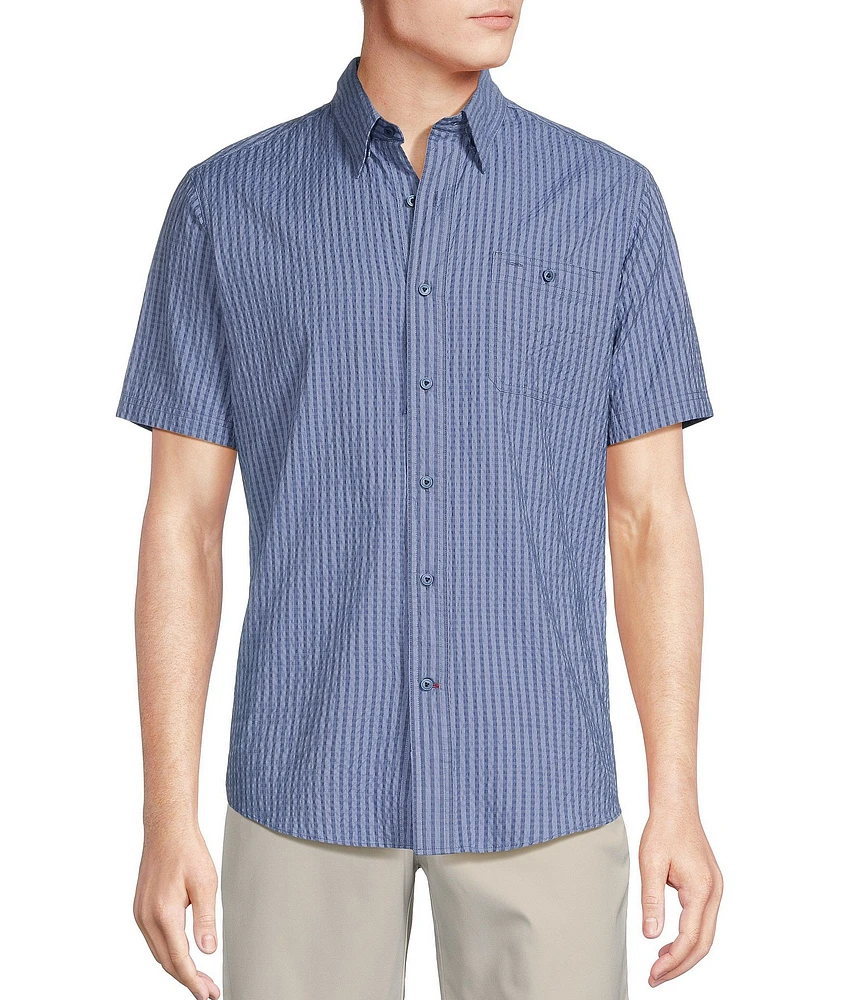 Cremieux Blue Label Performance Stretch Stripe Seersucker Short Sleeve Woven Shirt