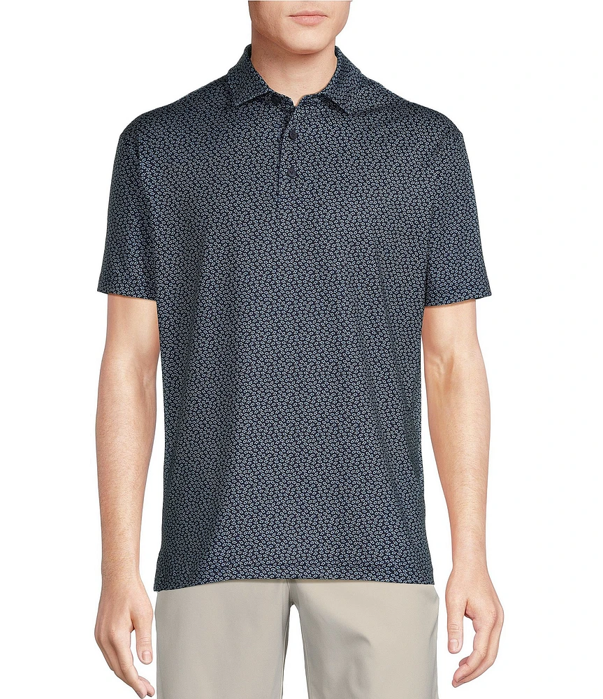 Cremieux Blue Label Performance Stretch Tiny Fish Print Short Sleeve Polo Shirt