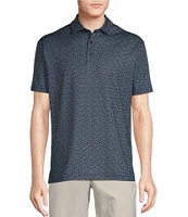 Cremieux Blue Label Performance Stretch Tiny Fish Print Short Sleeve Polo Shirt