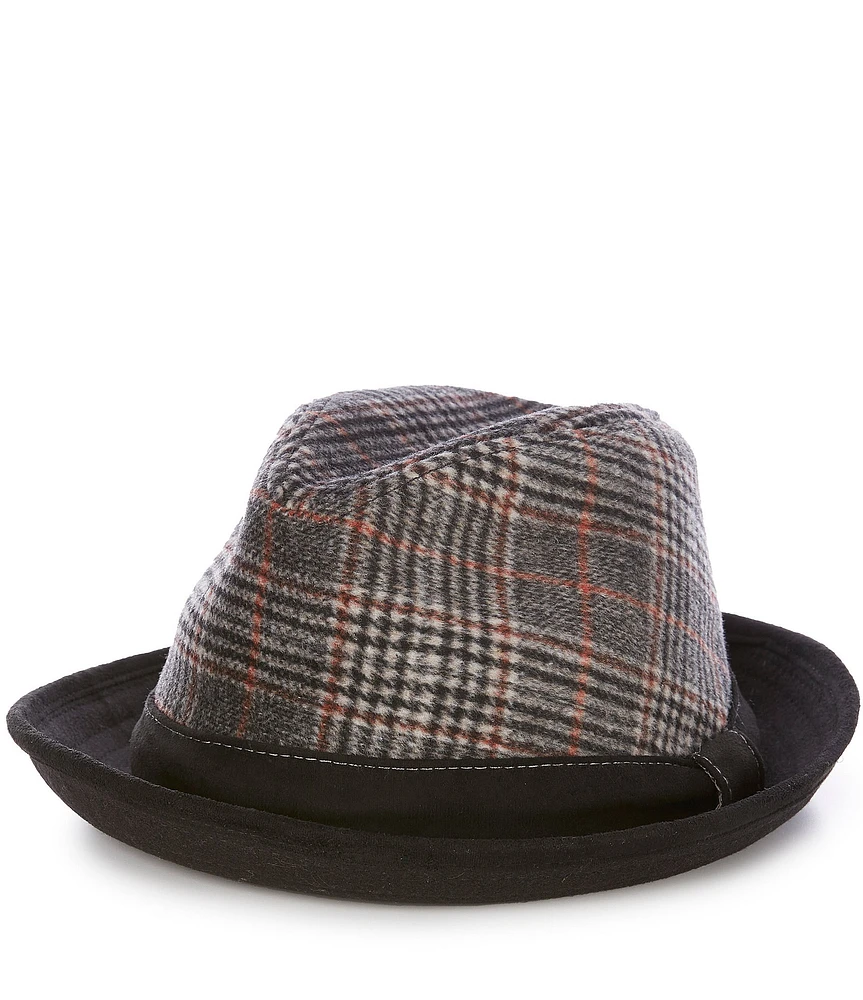 Cremieux Blue Label Plaid Fedora with Solid Brim