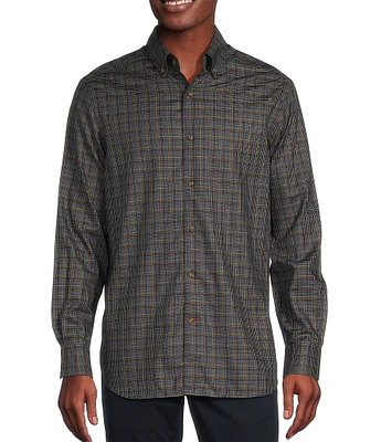 Cremieux Blue Label Plaid Print Heather Twill Long Sleeve Woven Shirt