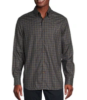 Cremieux Blue Label Plaid Print Heather Twill Long Sleeve Woven Shirt