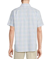 Cremieux Blue Label Wide Plaid Print Lightweight Oxford Short Sleeve Woven Shirt