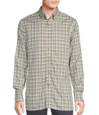 Cremieux Blue Label Plaid Rayon Twill Long-Sleeve Woven Shirt