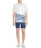 Cremieux Blue Label St. Tropez Short Sleeve Camp Landscape Print Woven Shirt