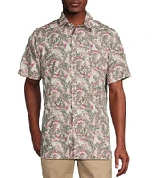 Cremieux Blue Label Slub Palms Print Short Sleeve Woven Shirt