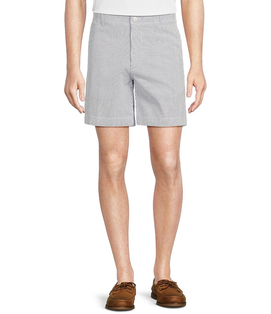 Cremieux Blue Label Soho Tailored Fit Striped Seersucker 7#double; Inseam Shorts