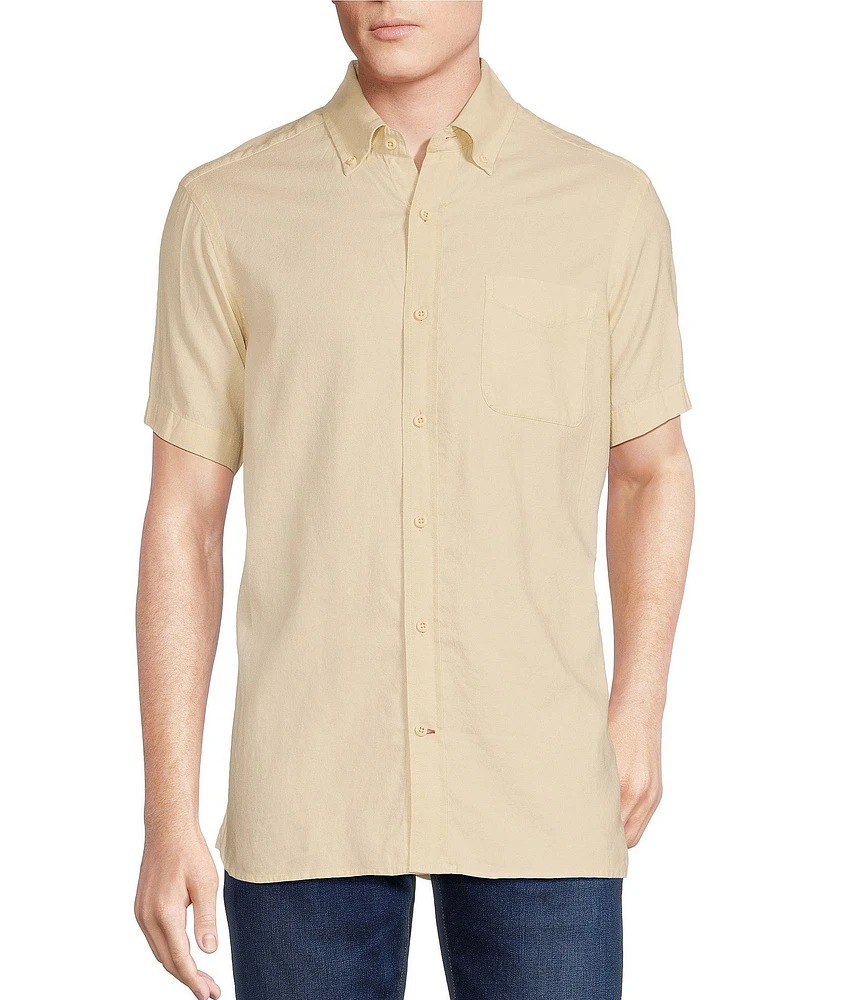 Cremieux Blue Label Solid Garment-Dyed Oxford Short Sleeve Woven Shirt