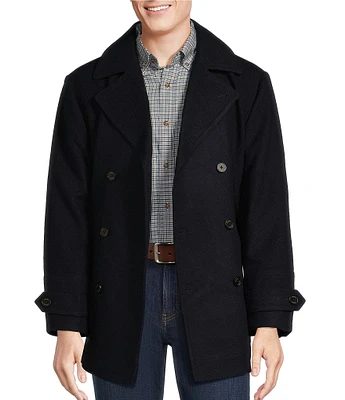 Cremieux Blue Label Solid Melton Wool Peacoat Jacket