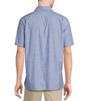 Cremieux Blue Label Solid Cotton Slub Short Sleeve Woven Shirt
