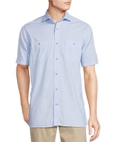 Cremieux Blue Label Solid Cotton Slub Short Sleeve Woven Shirt