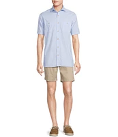 Cremieux Blue Label Solid Cotton Slub Short Sleeve Woven Shirt