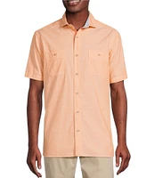 Cremieux Blue Label Solid Cotton Slub Short Sleeve Woven Shirt