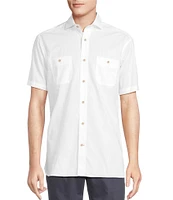 Cremieux Blue Label Solid Cotton Slub Short Sleeve Woven Shirt