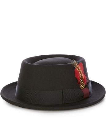 Cremieux Blue Label Solid Wool with Feather Pork Pie Hat