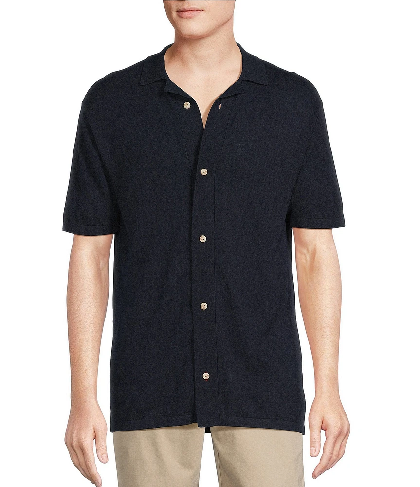 Cremieux Blue Label St. Tropez Collection Solid Short Sleeve Coat Front Sweater