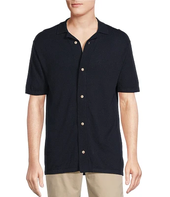 Cremieux Blue Label St. Tropez Collection Solid Short Sleeve Coat Front Sweater