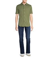Cremieux Blue Label Stretch Jersey Allover Print Short Sleeve Coatfront Shirt