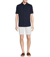 Cremieux Blue Label Stretch Jersey Geo Printed Short Sleeve Coatfront Shirt