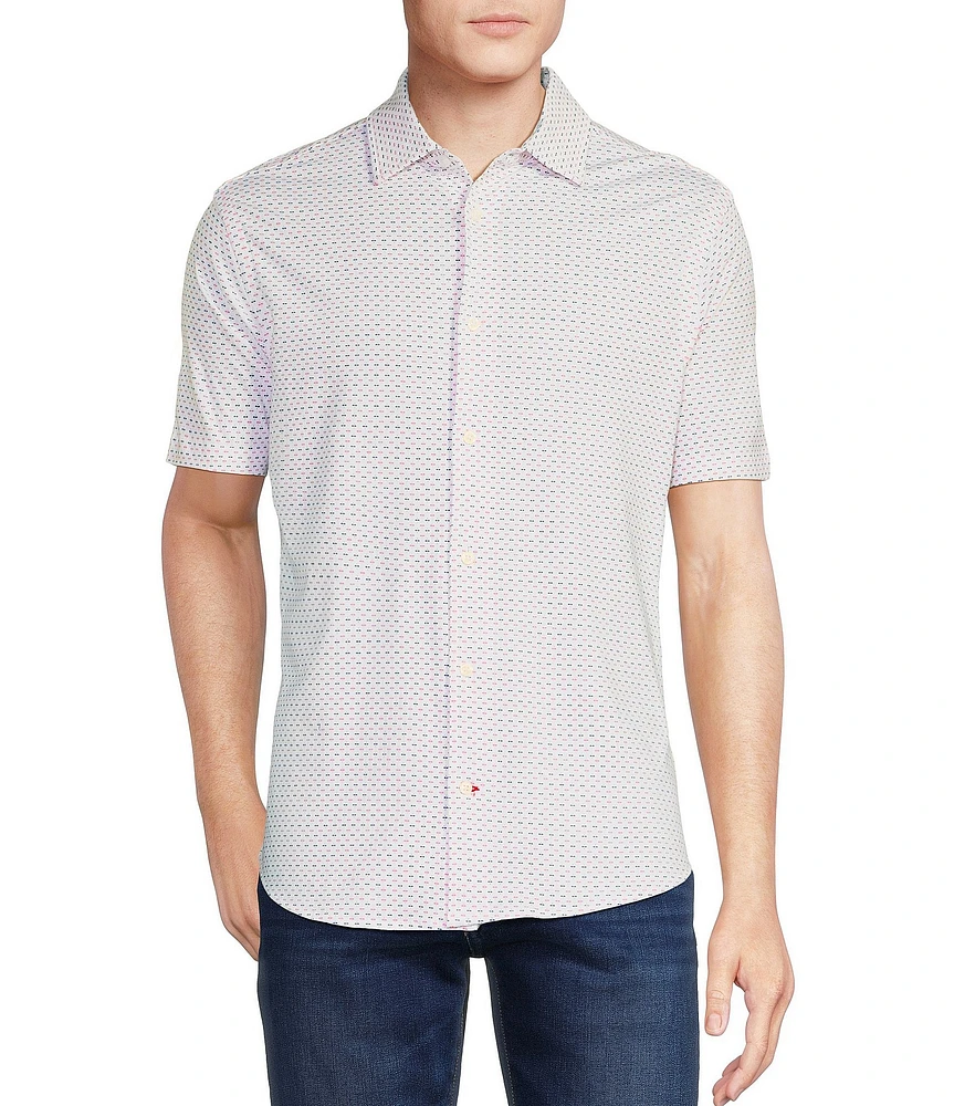 Cremieux Blue Label Stretch Jersey Printed Short Sleeve Coatfront Shirt