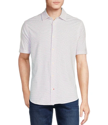 Cremieux Blue Label Stretch Jersey Printed Short Sleeve Coatfront Shirt