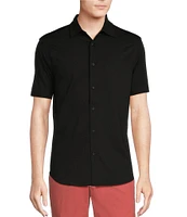Cremieux Blue Label Stretch Jersey Solid Short Sleeve Coatfront Shirt