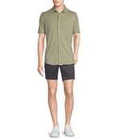 Cremieux Blue Label Stretch Jersey Solid Short Sleeve Coatfront Shirt