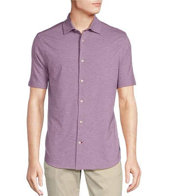 Cremieux Blue Label Stretch Jersey Solid Short Sleeve Coatfront Shirt