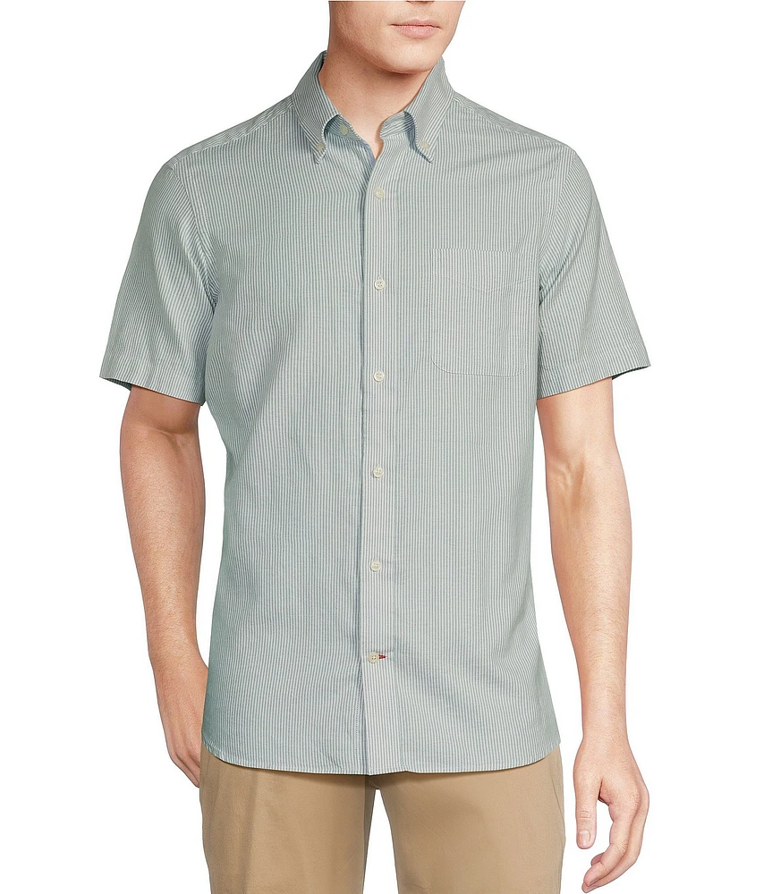 Cremieux Blue Label Stripe Lightweight Oxford Short Sleeve Woven Shirt