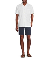 Cremieux Blue Label Tahiti Collection Garment Dyed Cotton Dobby Short Sleeve Woven Camp Shirt