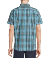 Cremieux Blue Label Tahiti Collection Plaid Cotton Poplin Short Sleeve Woven Shirt