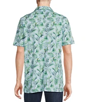 Cremieux Blue Label Tahiti Collection Tropical Bird Print Jersey Short Sleeve Woven Camp Coatfront Shirt