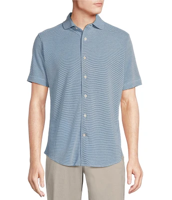 Cremieux Blue Label Textured Jacquard Short Sleeve Coatfront Shirt