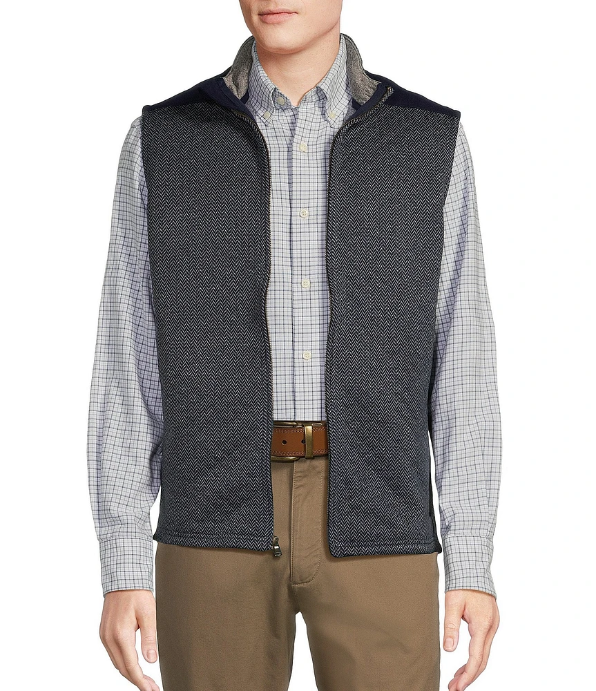 Cremieux Blue Label Tonal Herringbone Full-Zip Vest