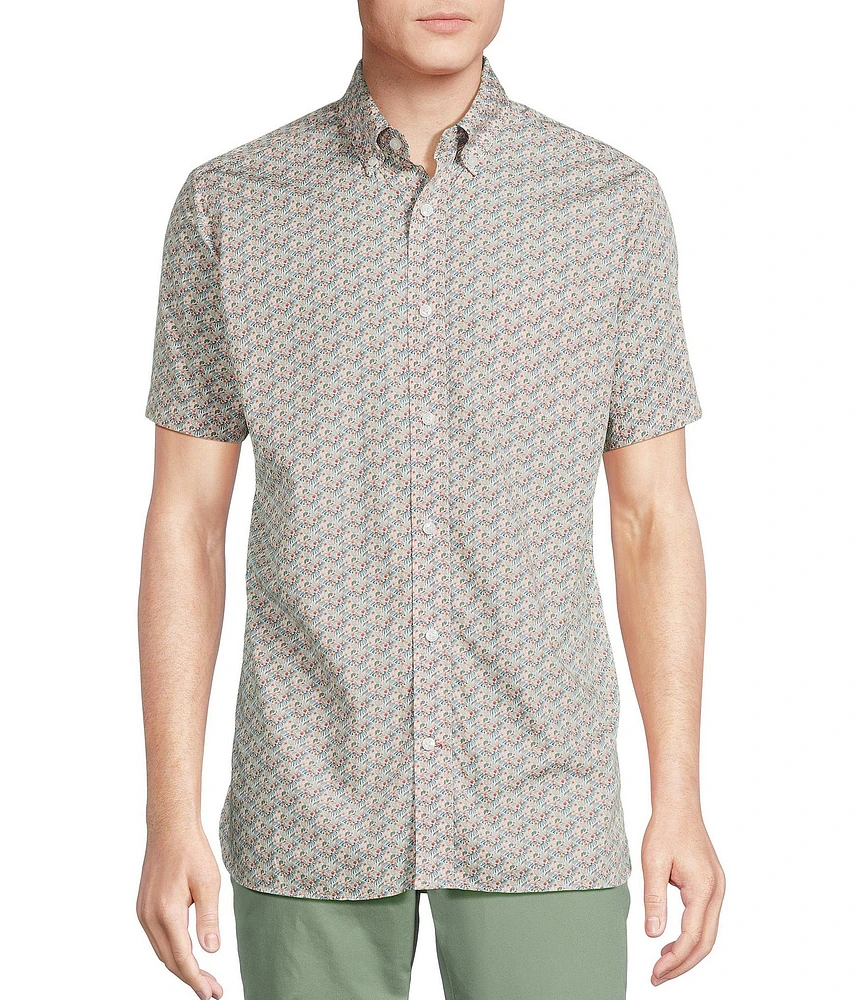 Cremieux Blue Label Tropical Floral Print Short Sleeve Woven Shirt