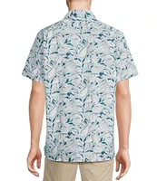Cremieux Blue Label Tropical Leaf Print Short Sleeve Woven Shirt