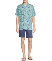 Cremieux Blue Label Tropical Sailing Printed Short Sleeve Woven Camp Shirt