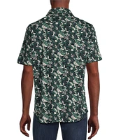 Cremieux Blue Label Tropical Vine Printed Seersucker Short Sleeve Coatfront Shirt