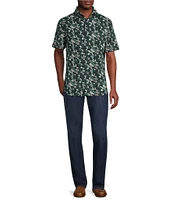 Cremieux Blue Label Tropical Vine Printed Seersucker Short Sleeve Coatfront Shirt