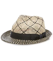 Cremieux Blue Label Two-Tone Pattern Braided Fedora Hat