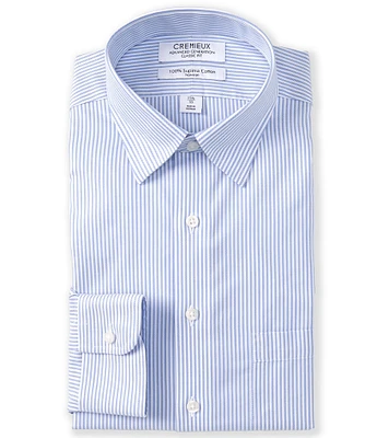 Cremieux Classic Fit Non-Iron Spread Collar Royal Oxford Bengal Stripe Dress Shirt