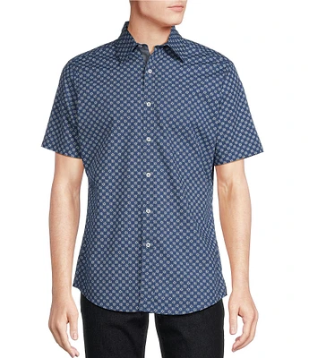 Cremieux Cremieux Premium Denim Geometric Stretch Short-Sleeve Woven Shirt