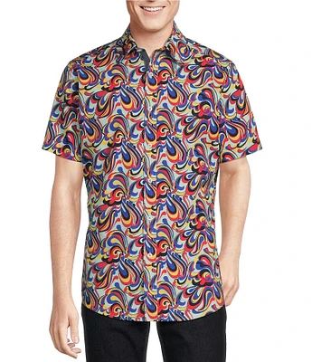 Cremieux Cremieux Premium Denim Paisley Stretch Short-Sleeve Woven Shirt