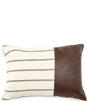 Cremieux Faux Leather & Stripe Lumbar Pillow