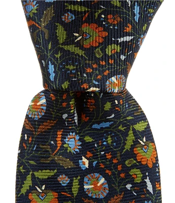 Cremieux Flower Print 3 1/4#double; Woven Silk Tie