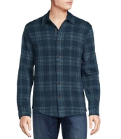 Cremieux Herbisse Jaquard Plaid Coatfront Knit Long Sleeve Woven Shirt