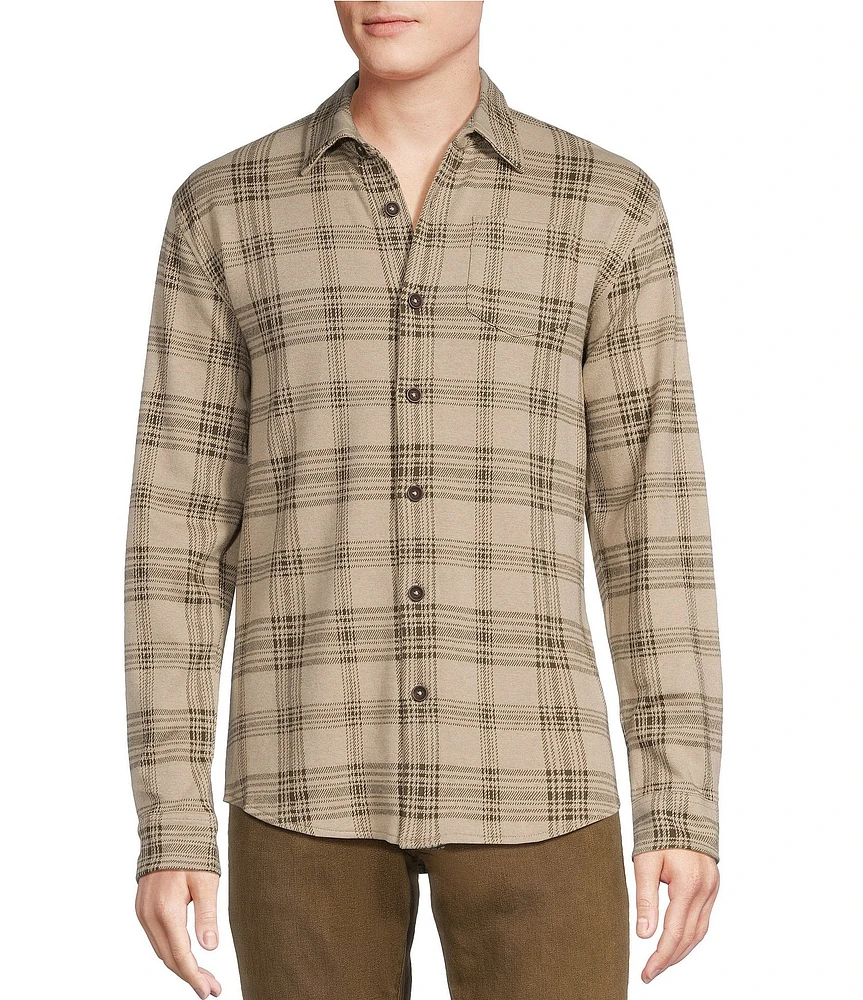 Cremieux Herbisse Jaquard Plaid Coatfront Knit Long Sleeve Woven Shirt