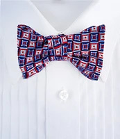 Cremieux Interlocking Diamond Print Woven Silk Bow Tie