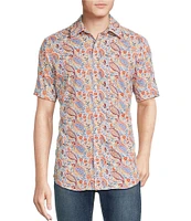 Cremieux Jeans Big & Tall Premium Denim Paisley Print Short Sleeve Woven Shirt