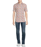Cremieux Jeans Big & Tall Premium Denim Paisley Print Short Sleeve Woven Shirt